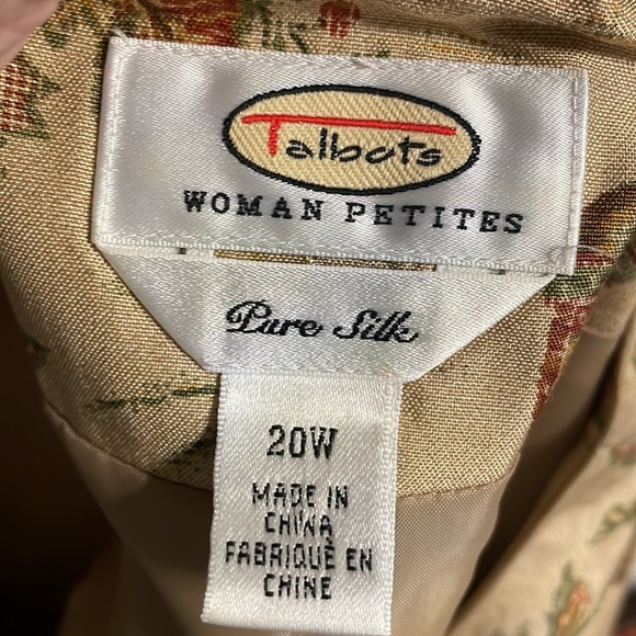 TALBOTS women’s Petite floral ELEPHANT blazer jacket SILK Asian / Indian 20WP - Picture 9 of 12